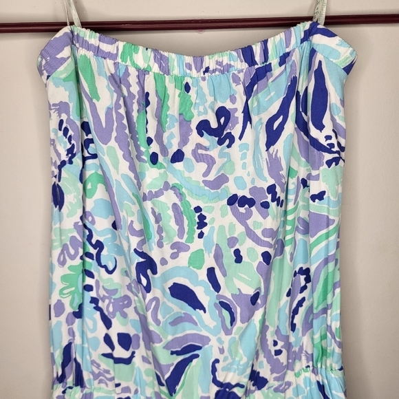 Lilly Pulitzer Blue and Green EMIKO  Strapless Jumpsuit Size Small - Picture 4 of 9